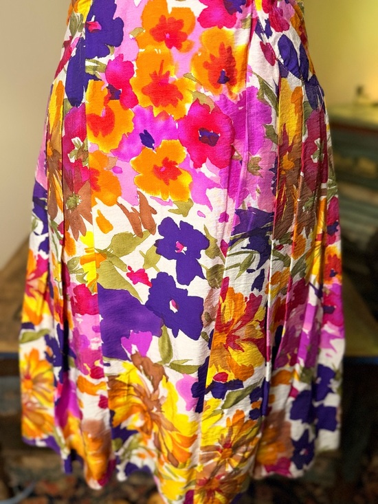 Adrianna Papell Floral Midi Dress - Purple, Pink & Yellow - Picture 4 of 15